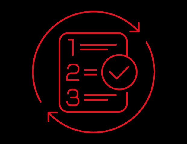 Red Icon 3 ticks checklist